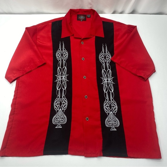 Dragonfly Roadhouse Men’s Button Up Short Sleeve Shirt XXL Stitch Detail ACE - Picture 1 of 14